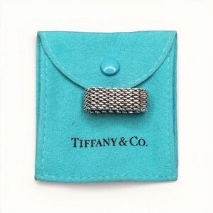 Vintage Tiffany & Co Somerset Ring Mesh Basket Weave in 925 Silver Size 6